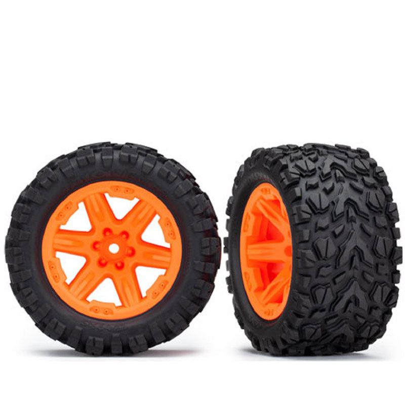 TRAXXAS T&W ASS GLUED (2.8") (RXT ORNG WHEELS TALON EXTRM) (2)(TSM RATED)