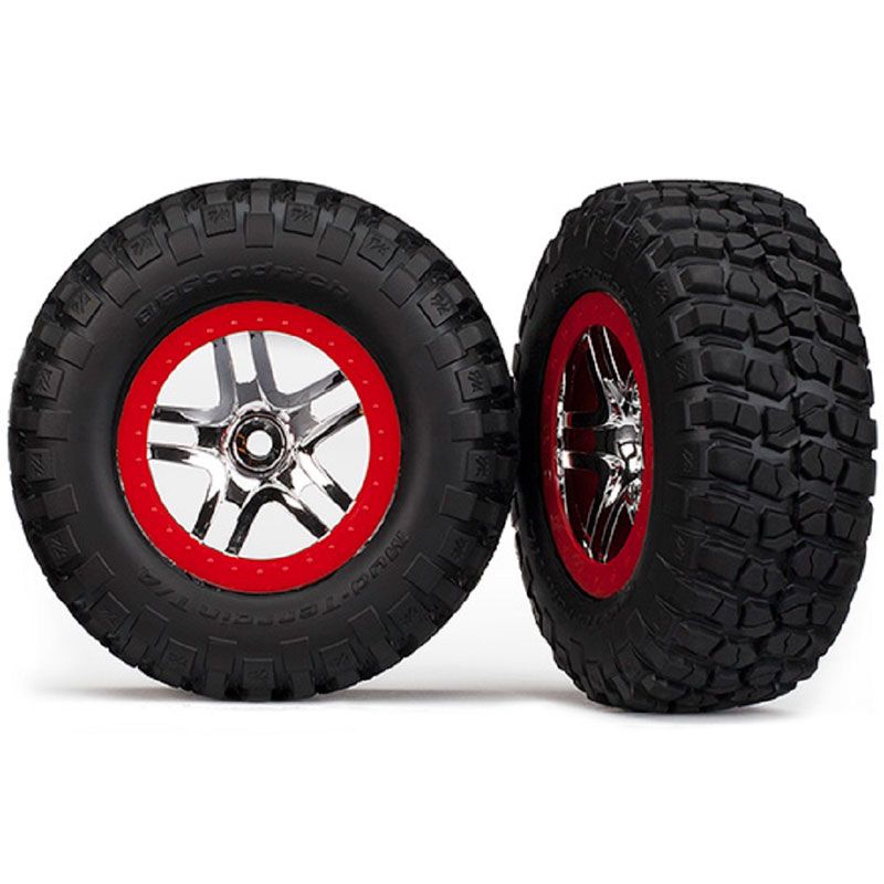 TRAXXAS TYRES AND WHEELS ASSY CHROME SLASH