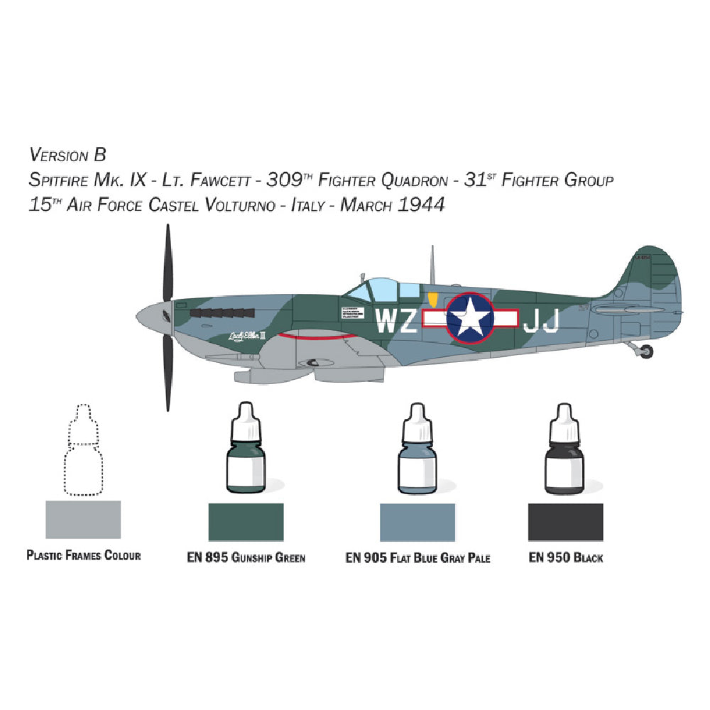 ITALERI 1/72 SUPERMARINE SPITFIRE MK. IX - COMPLETE MODELING SET