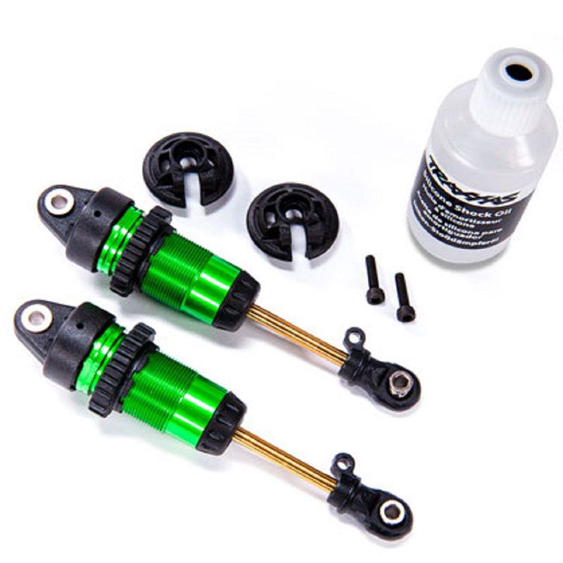 TRAXXAS SHOCKS GTR LONG GREEN-ANOD PTFE-COATED BODIES WITH TIN SHAFTS (2)