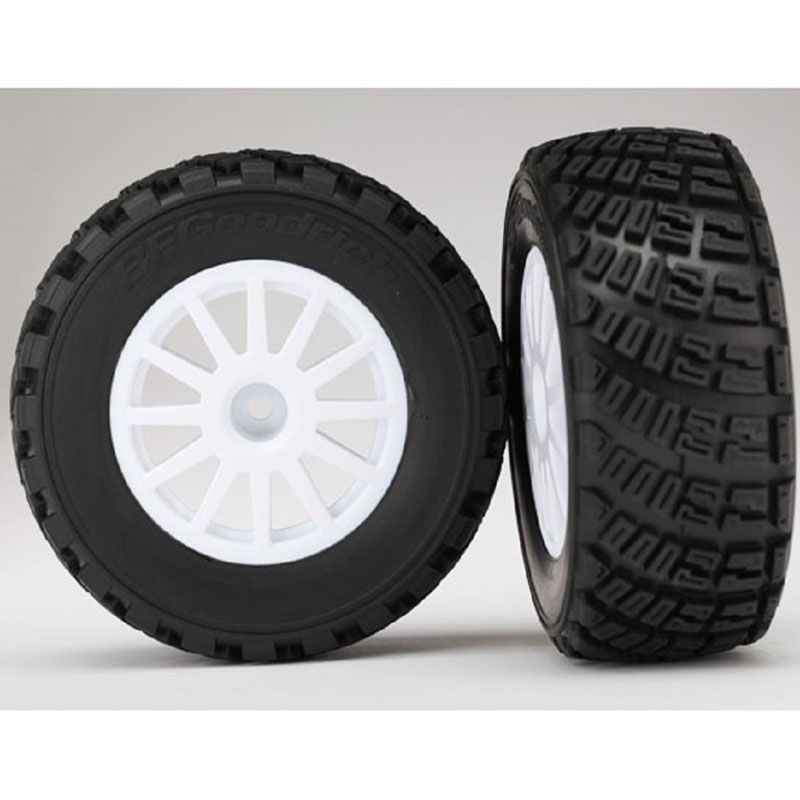 TRAXXAS TYRES & WHEELS ASSEMBLED GLUED (WHITE WHEELS) BF GOODRICH RALLY