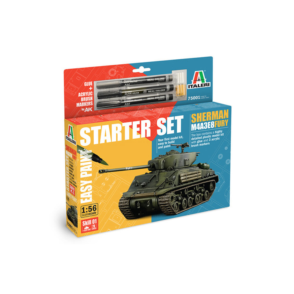 ITALERI 1/56 M4A3E8 SHERMAN FURY STARTER SET