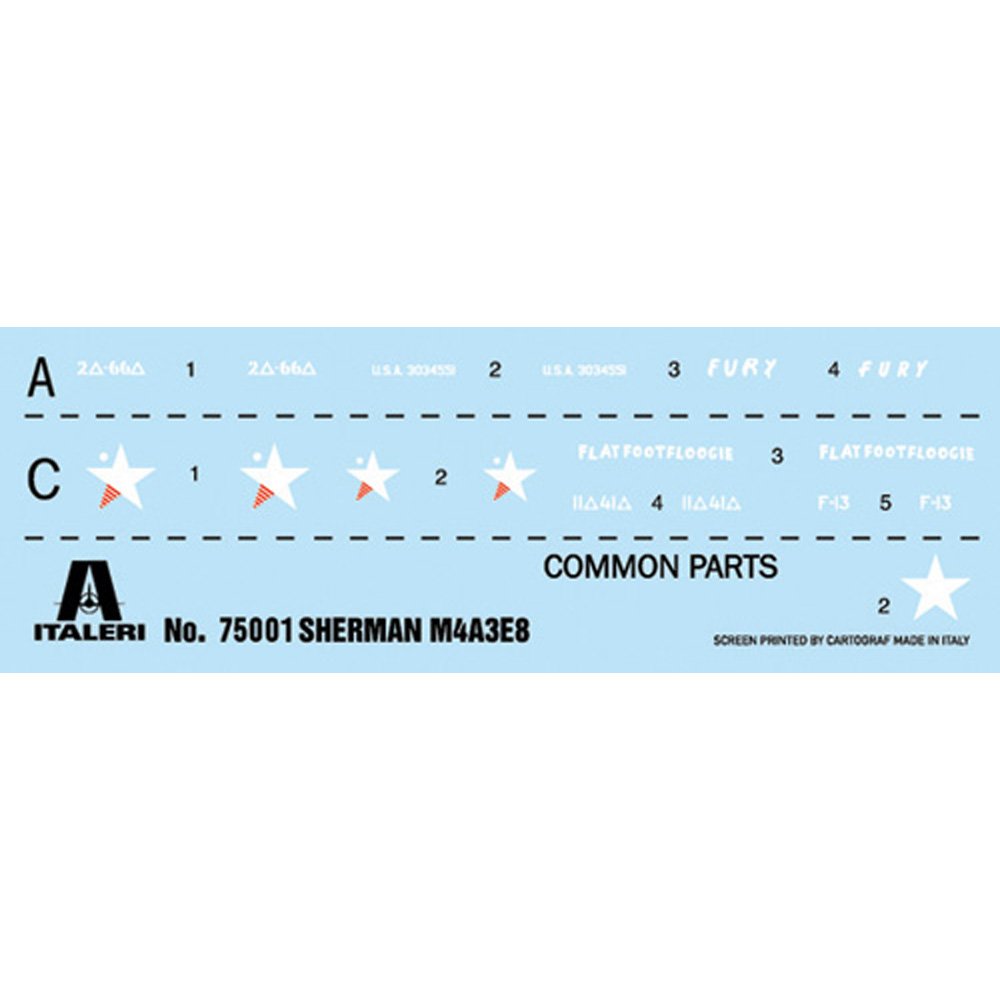 ITALERI 1/56 M4A3E8 SHERMAN FURY STARTER SET