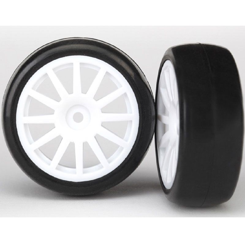 TRAXXAS T & W SPOKE WHT WHEEL SLICKS TYRES