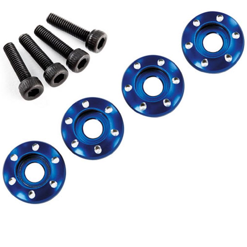 TRAXXAS WHEEL NUT WASHER MACHINED ALUMIN BLUE / 3X12MM CS (4)
