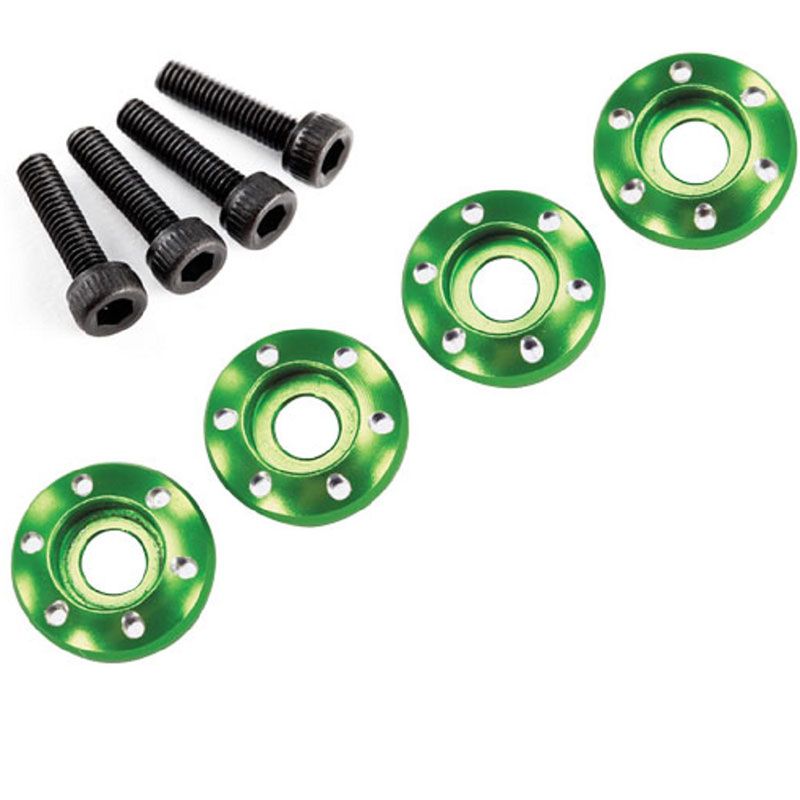 TRAXXAS WHEEL NUT WASHER MACHINED ALUMIN GREEN / 3X12MM CS (4)