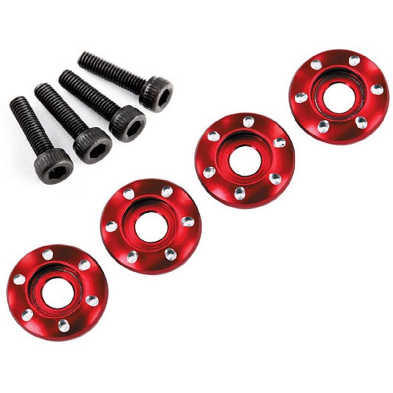 TRAXXAS WHEEL NUT WASHER MACHINED ALUMIN RED / 3X12MM CS (4)