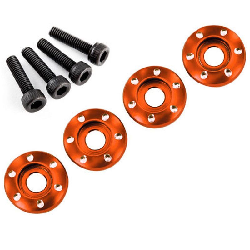 TRAXXAS WHEEL NUT WASHER MACHINED ALUMIN ORANGE / 3X12MM CS (4)