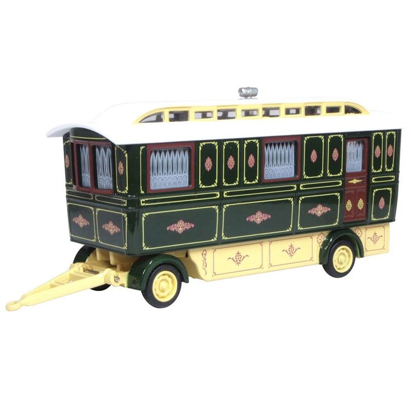 OXFORD 1/76 SHOWMANS CARAVAN - GREEN