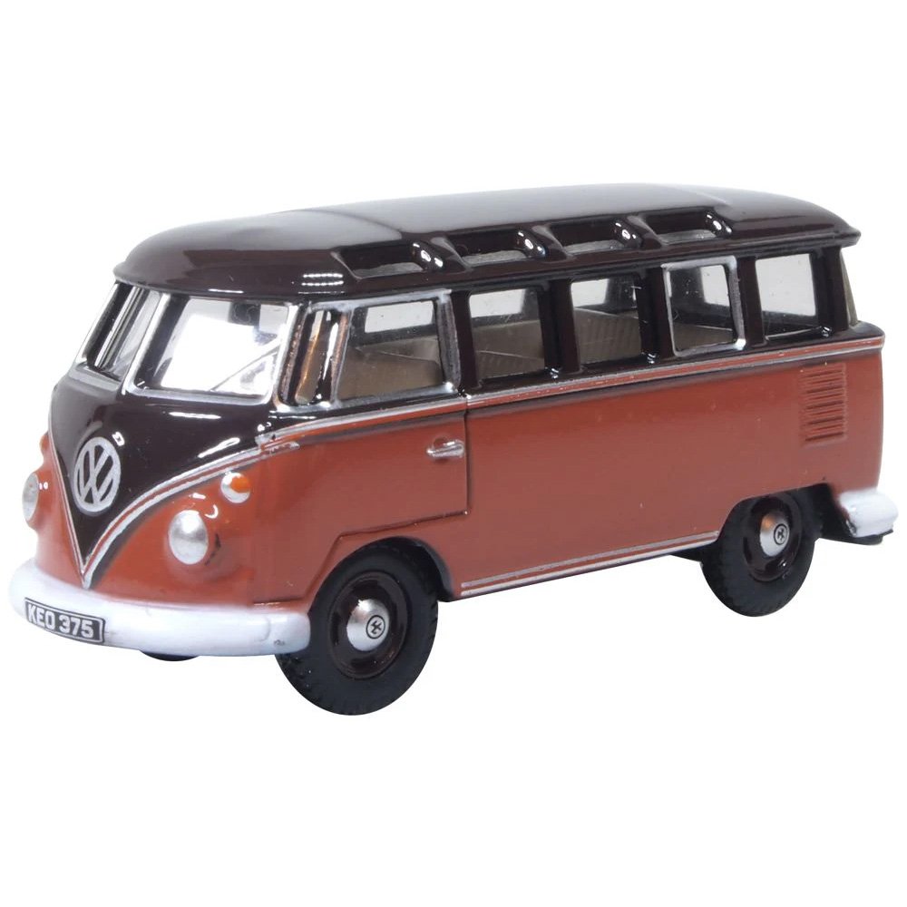 OXFORD 1/76 VW T1 SAMBA BUS - RED/CHESTNUT BROWN