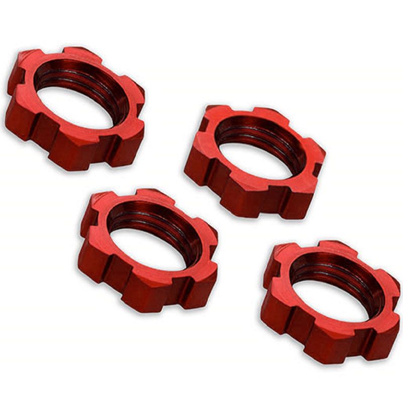 TRAXXAS WHEEL NUTS SPLINED 17MM  RED-ANOD (4)