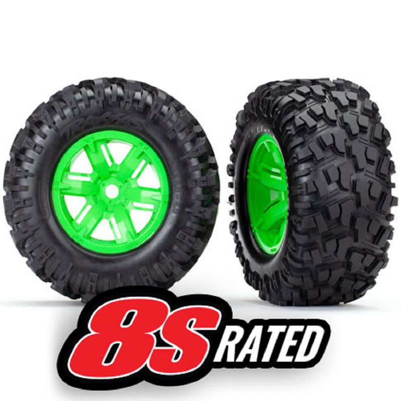 TRAXXAS T&W ASSM X-MAXX GREEN WHEELS  L&R (2)