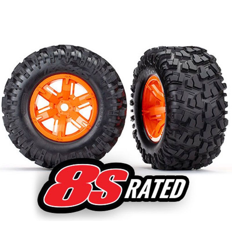 TRAXXAS T&W ASSM X-MAXX ORANGE WHEELS L&R (2)