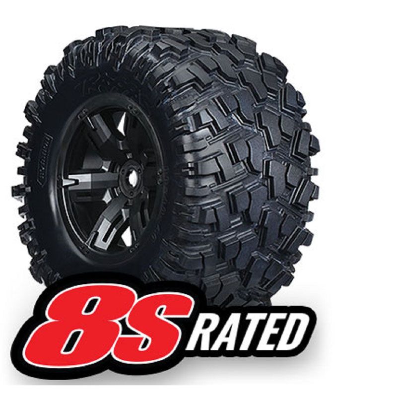 TRAXXAS TIRES & WHEELS ASSEMBLED GLUED (LEFT & RIGHT (2)