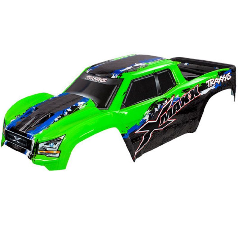 TRAXXAS BODY X-MAXX GREEN PAINTED DECALS APPLIED ASSEMBLED