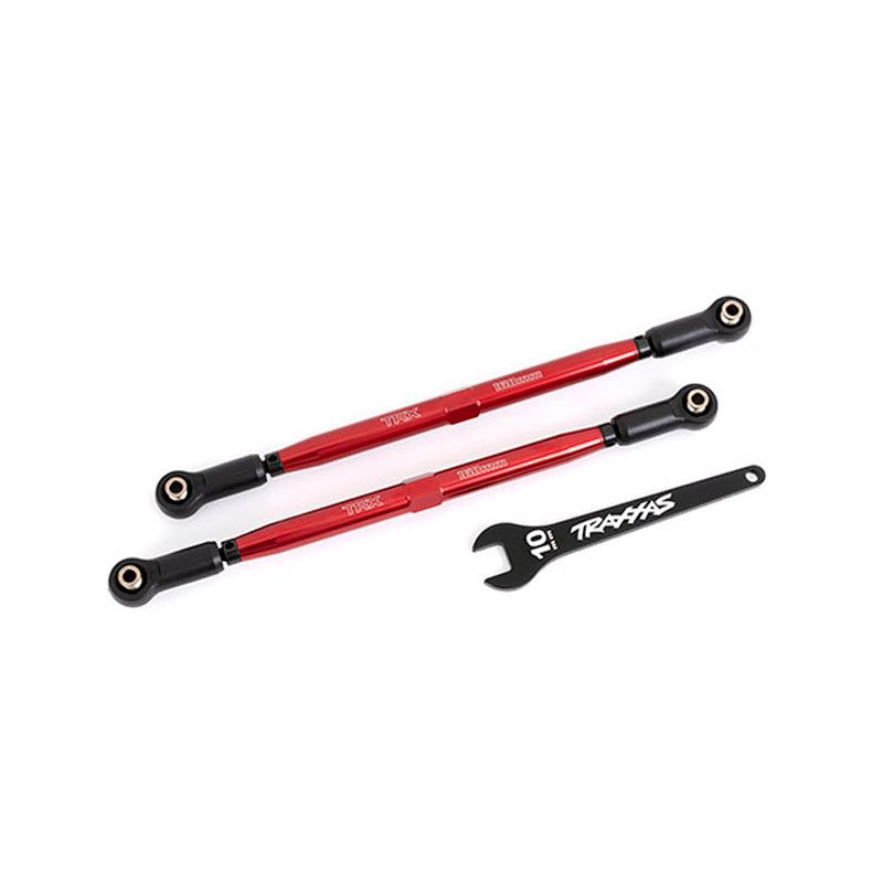 TRAXXAS TOE LINKS FRONT (TUBES RED-ANOD 7075-T6 ALMNM) (2)
