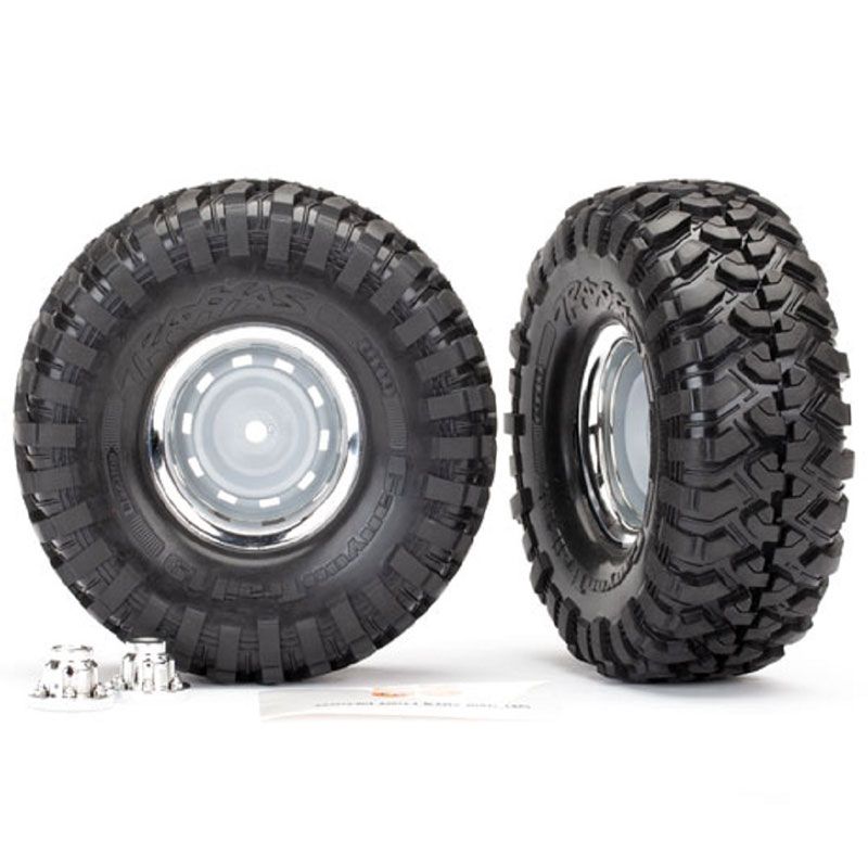 TRAXXAS TIRES & WHEELS ASS GLUED 1.9' CHROME (2)