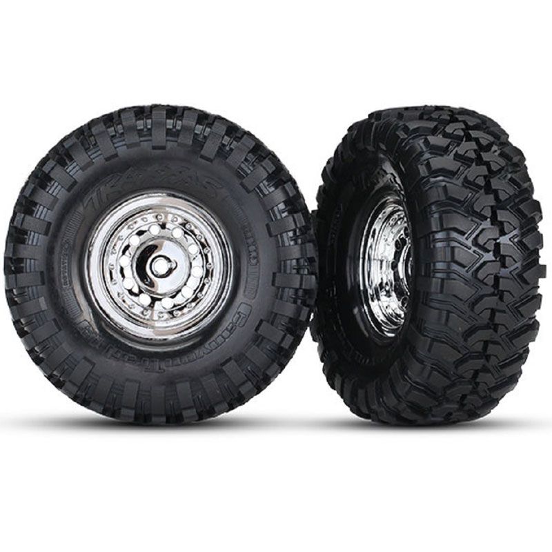 TRAXXAS TIRES AND WHEELS ASSEMB GLUED CHR