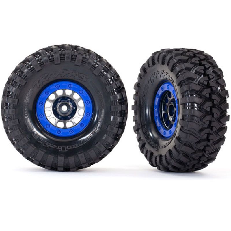 TRAXXAS TIRES & WHEELS ASSMB (105 1.9' BLACK CHRM BLUE BEADLOCK CANYON TRAIL 4.6X1.9' TIRES) (1L 1