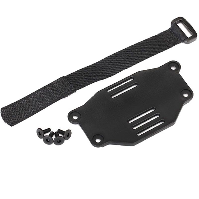 TRAXXAS BATT PLATE/ BATT STRAP/3X8 F/HEAD (4)