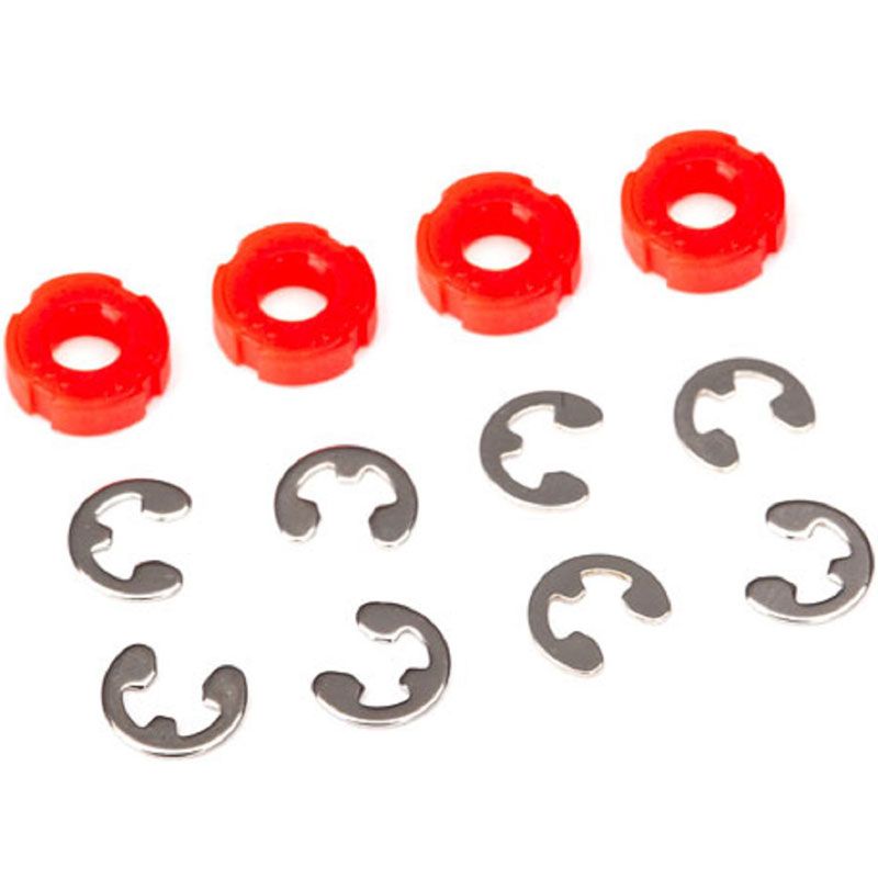 TRAXXAS PISTON DAMPER (RED) (4)/ E-CLIPS (8)
