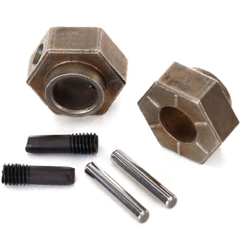 TRAXXAS WHEEL HUBS 12MM HEX (2)/ STUB AXLE PINS (2) (STEEL) FITS TRX-4