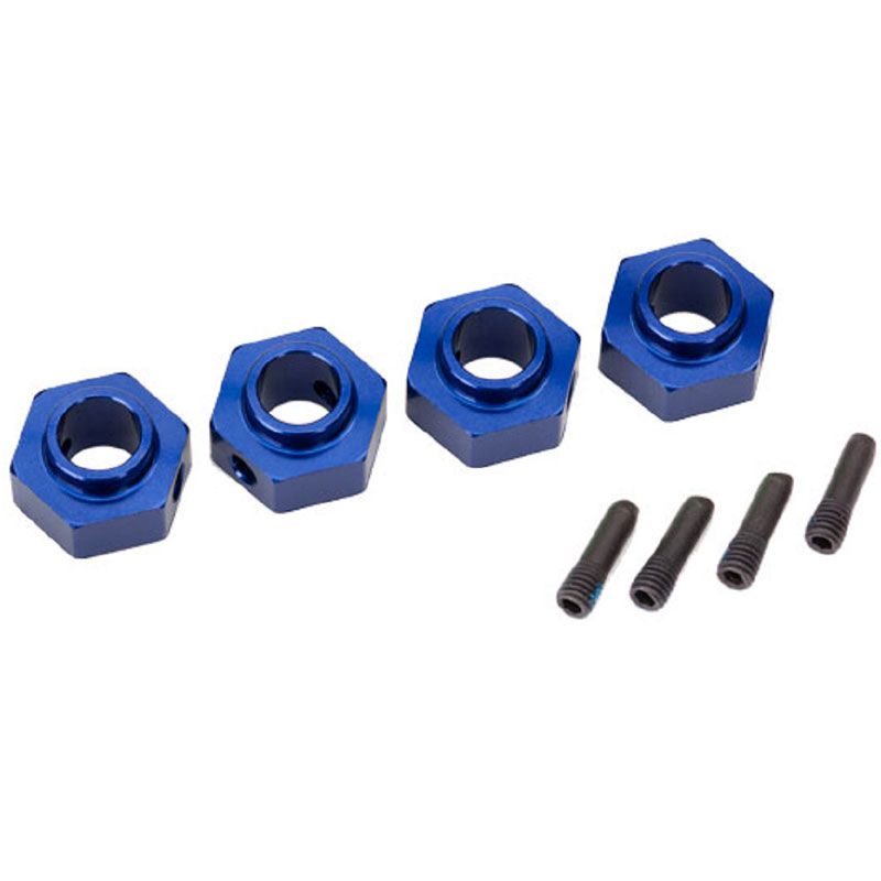 TRAXXAS WHEEL HUBS 12MM HEX 6061-T6 ALUM BLUE-ANOD (4)