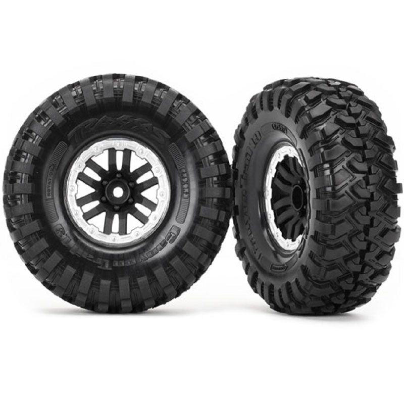 TRAXXAS TIRES & WHEELS ASS GLUED TRX-4 SATIN WHEELS CANYON TRAIL 1.9 TIRES (2)