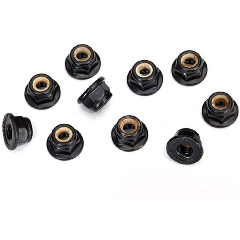 TRAXXAS 4MM FLANGED NYLON LOCKING (BLACK) (10)