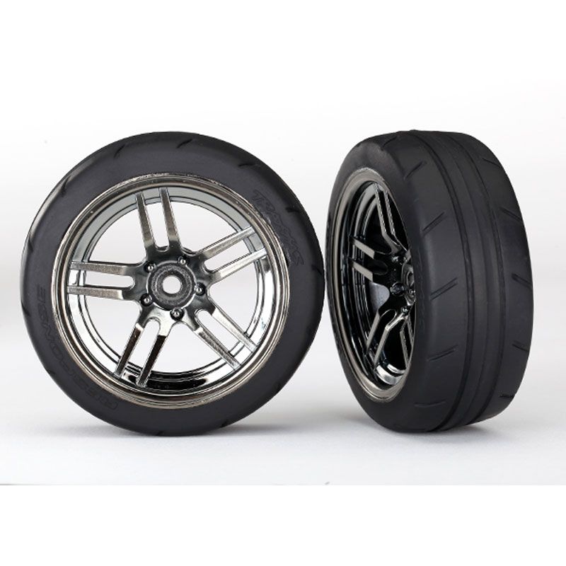 TRAXXAS T&WHLS ASSEMB SPLIT SPOKE BLK/CHR (F)