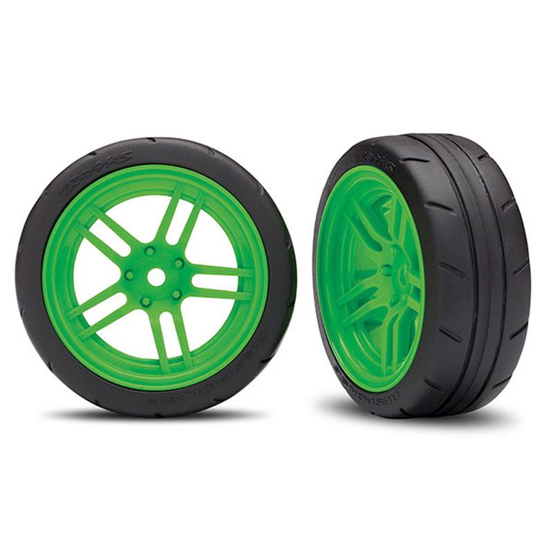 TRAXXAS TIRES AND WHEELS ASSEMBLED GLUED GREEN