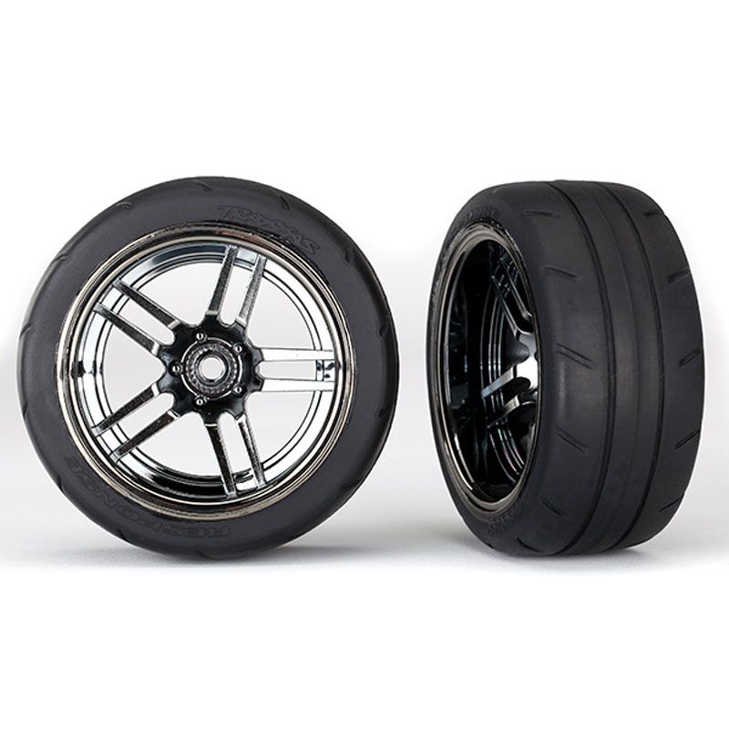 TRAXXAS T&WHLS ASSEMB SPLIT SPOKE BLK/CHR (R)