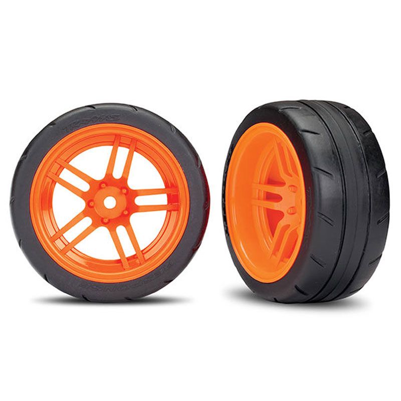 TRAXXAS TIRES AND WHEELS ASSEMBLED GLUED ORANGE
