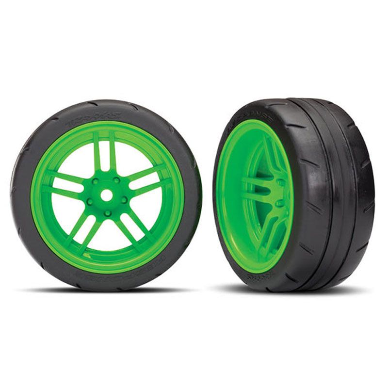 TRAXXAS TIRES AND WHEELS ASSEMBLED GLUED GREEN