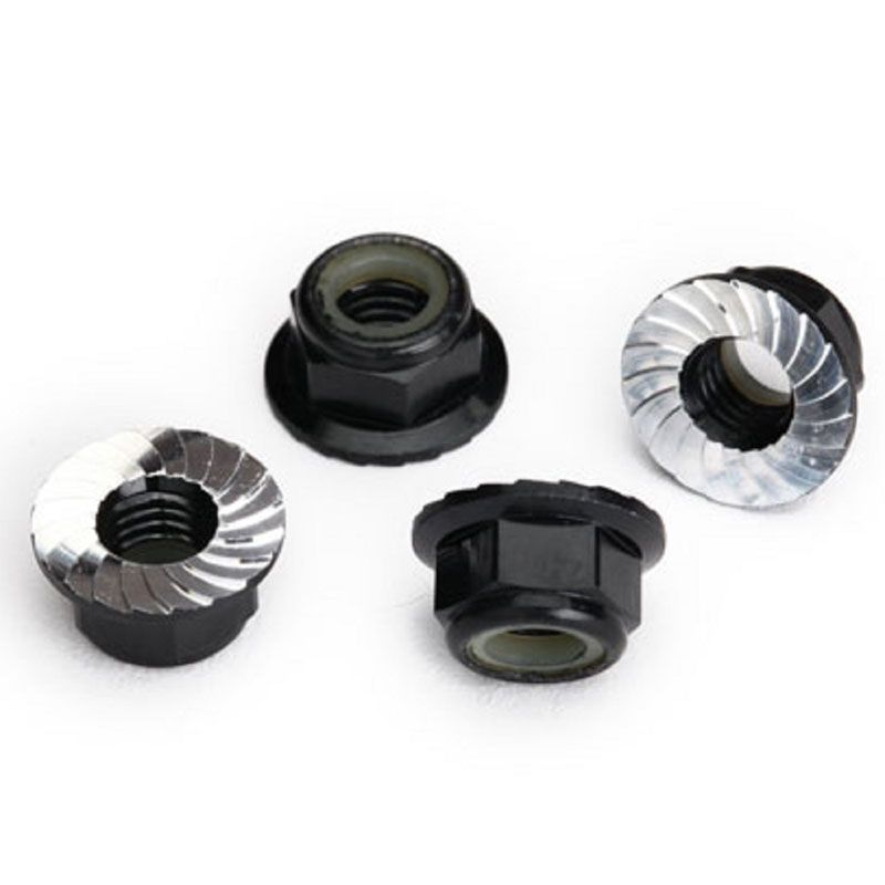 TRAXXAS NUTS 5MM FLANGED NYLON LOCKING (ALUM BLACK-ANOD) (4)