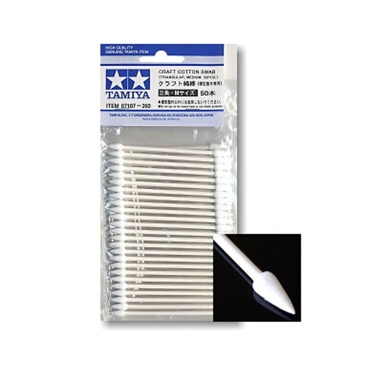 TAMIYA CRAFT COTTON SWAB TRGL MED (50PCS)