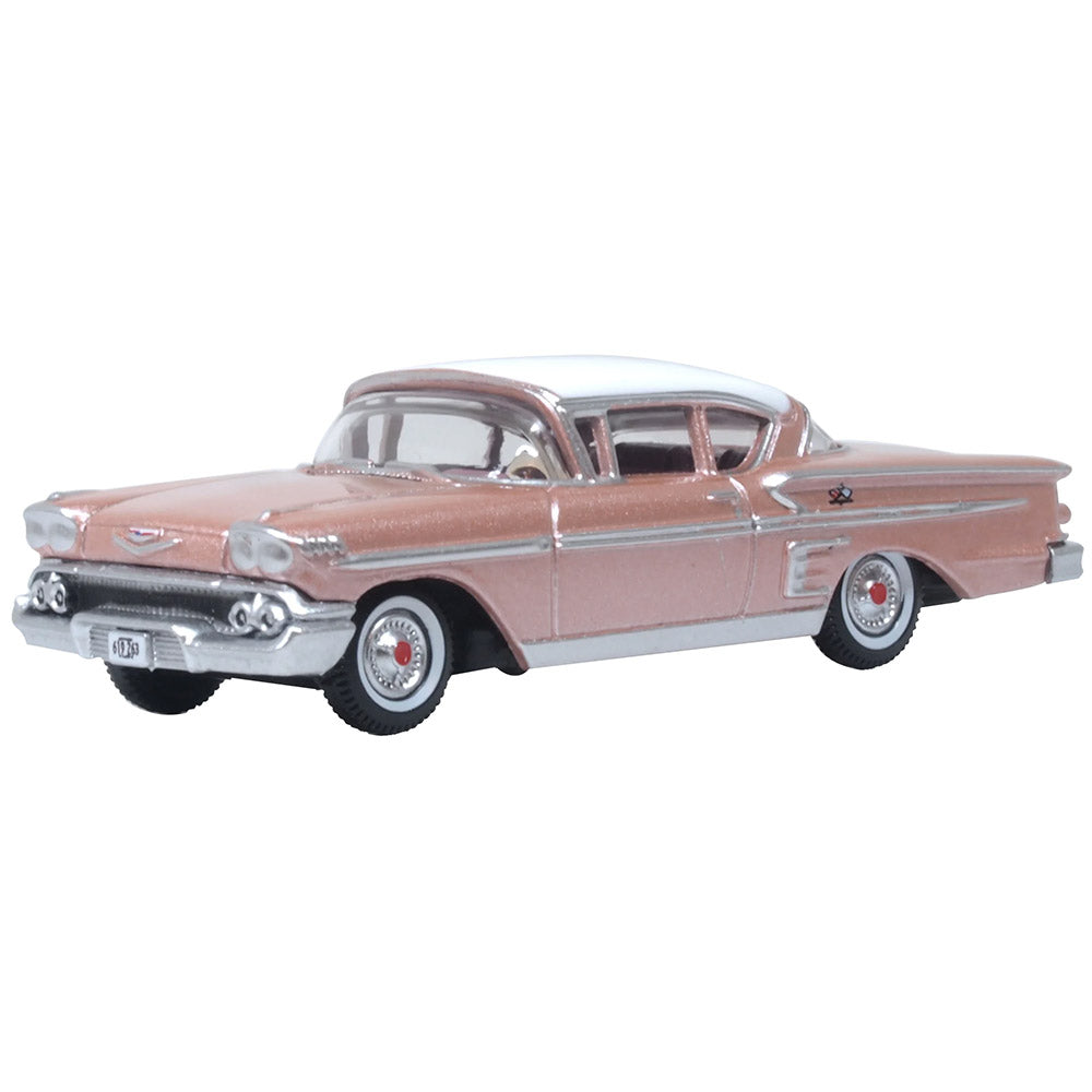 OXFORD 1/87 CHEVROLET IMPALA SPORT COUPE 1958 - CAY CORAL/WHITE