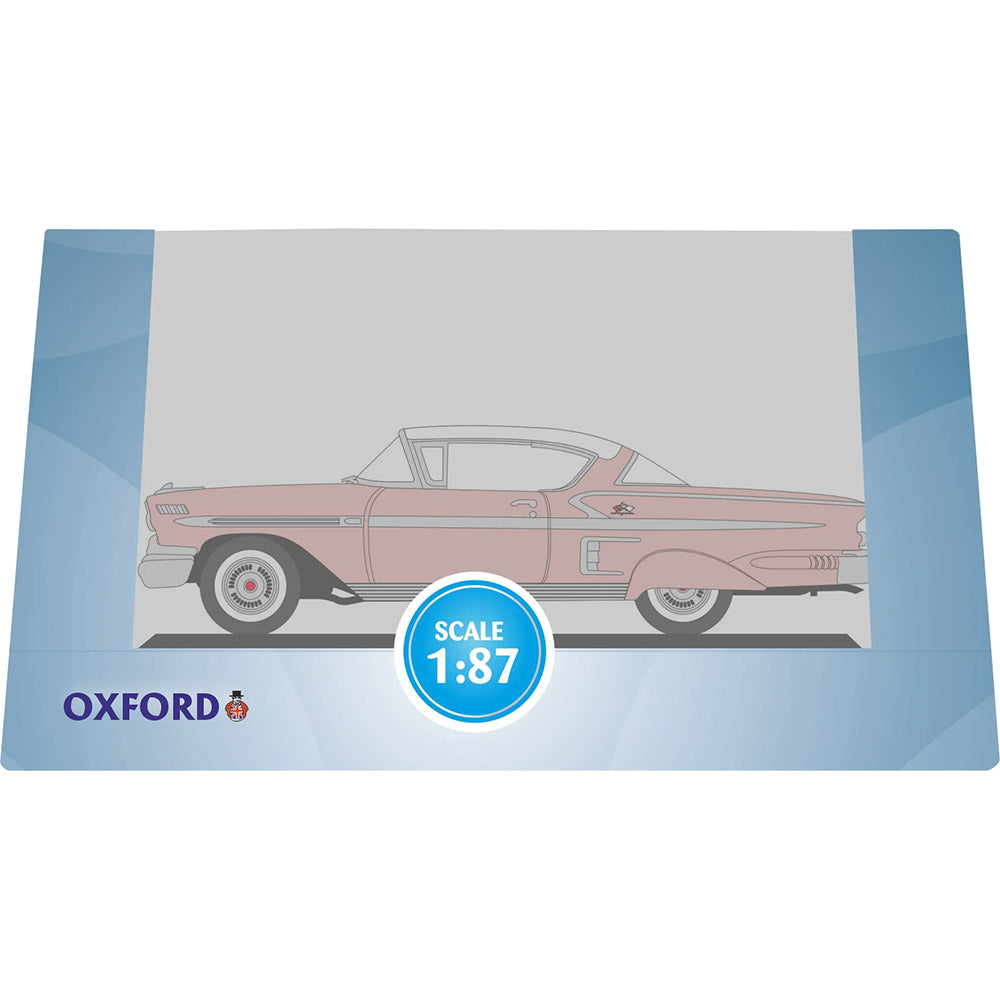 OXFORD 1/87 CHEVROLET IMPALA SPORT COUPE 1958 - CAY CORAL/WHITE