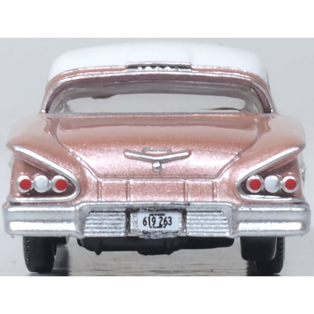 OXFORD 1/87 CHEVROLET IMPALA SPORT COUPE 1958 - CAY CORAL/WHITE