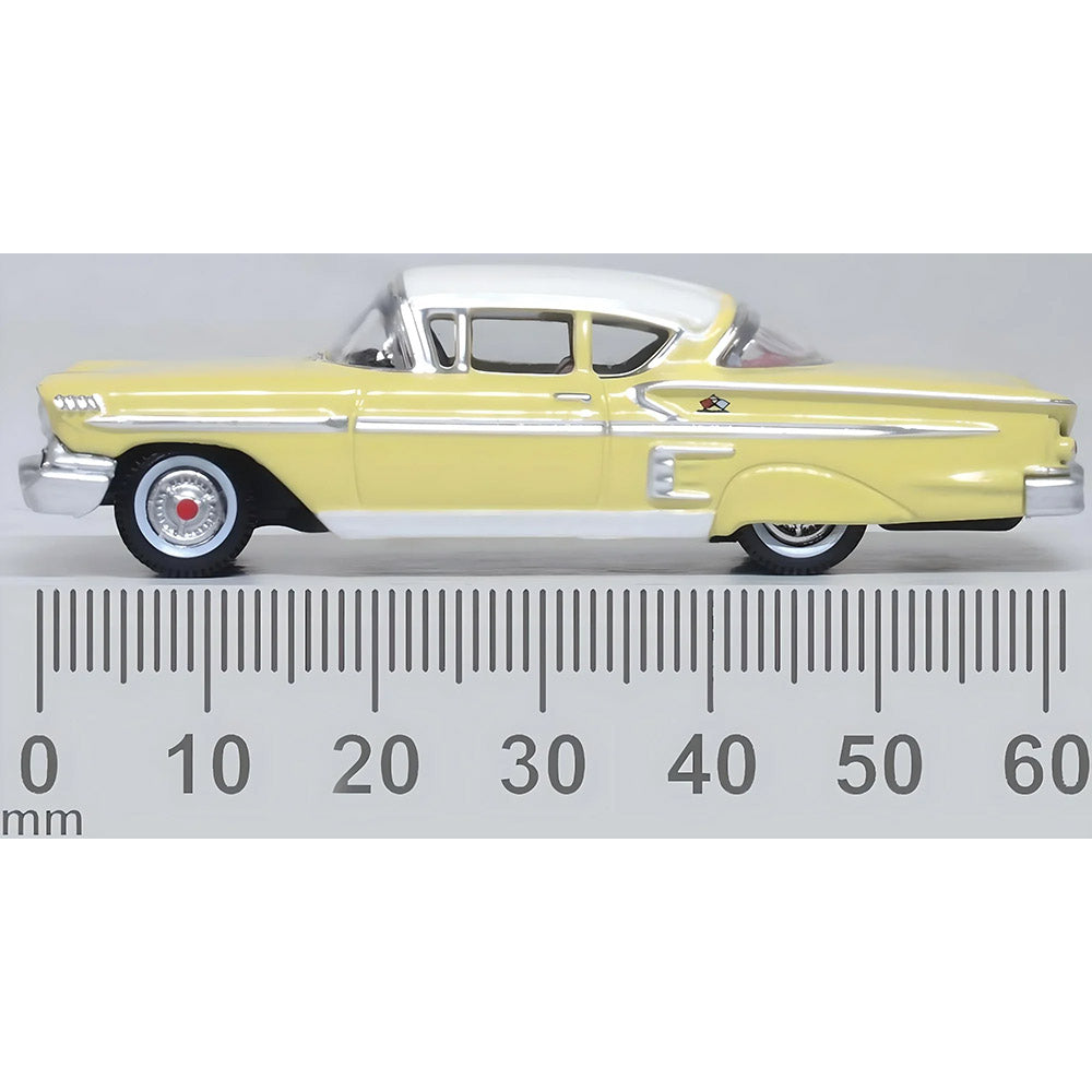 OXFORD 1/87 CHEVROLET IMPALA SPORT COUPE 1958 - COLONIAL CREAM/SNOWCREST WHITE