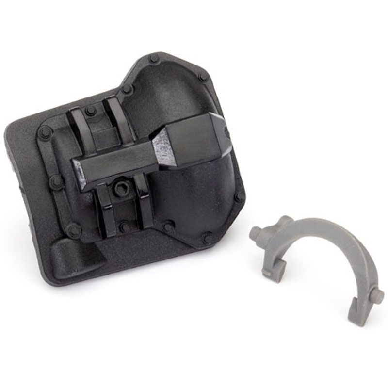 TRAXXAS DIFFERENTIAL COVER TRX-6 REAR (BLK)/ T-LOCK FORK (GREY)