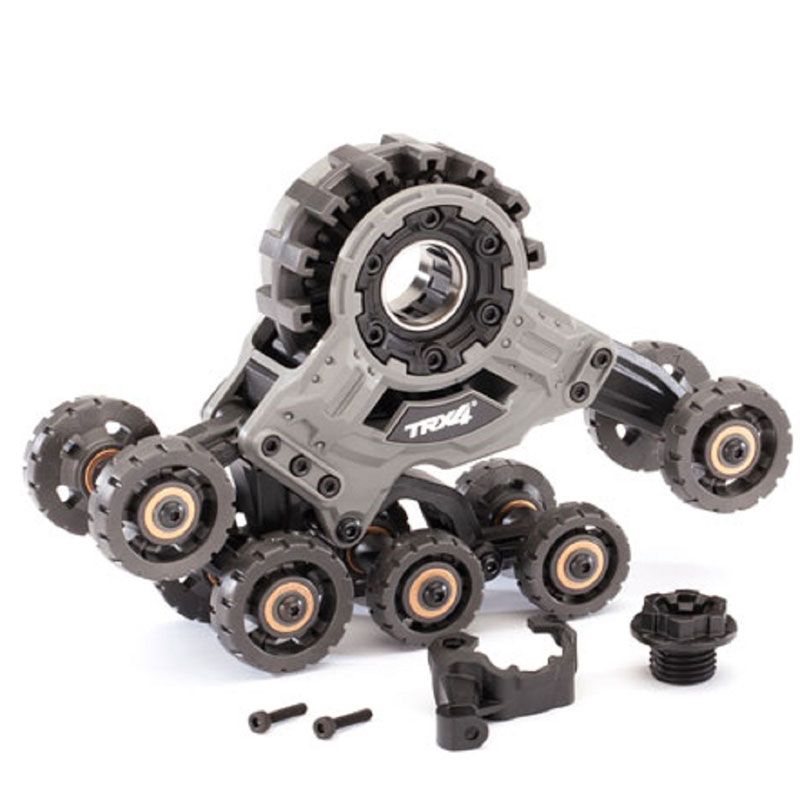 TRAXXAS TRAX FRONT LEFT (ASSEM) REQS #8886 STUB AXLE #7061 GTR SHOCK & #8895 RUBBER TRACK