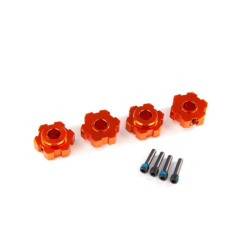 TRAXXAS WHEEL HUBS HEX ALUM ORNG-ANOD(4) 4X13MM SCREW PINS (4)