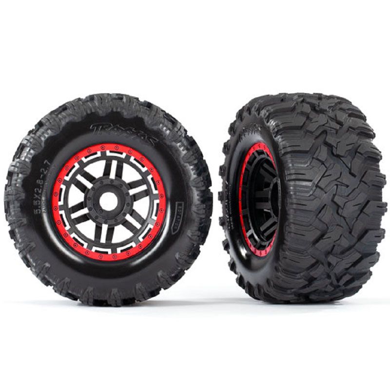 TRAXXAS T&W ASSEM BLACK RED BEADLOCK STYLE WHEELS
