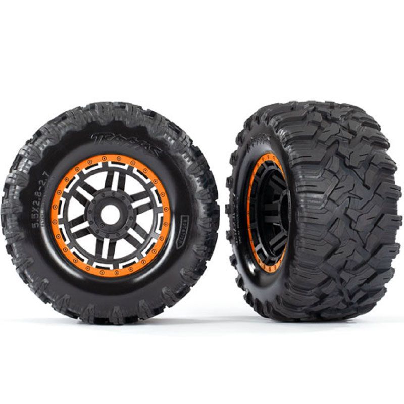 TRAXXAS T&W ASSEM BLACK ORANGE BEADLOCK STYLE WHEELS