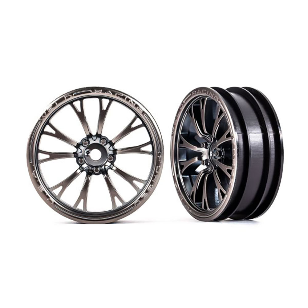TRAXXAS WHEELS WELD SATIN BLACK CHROME (FRONT) (2)