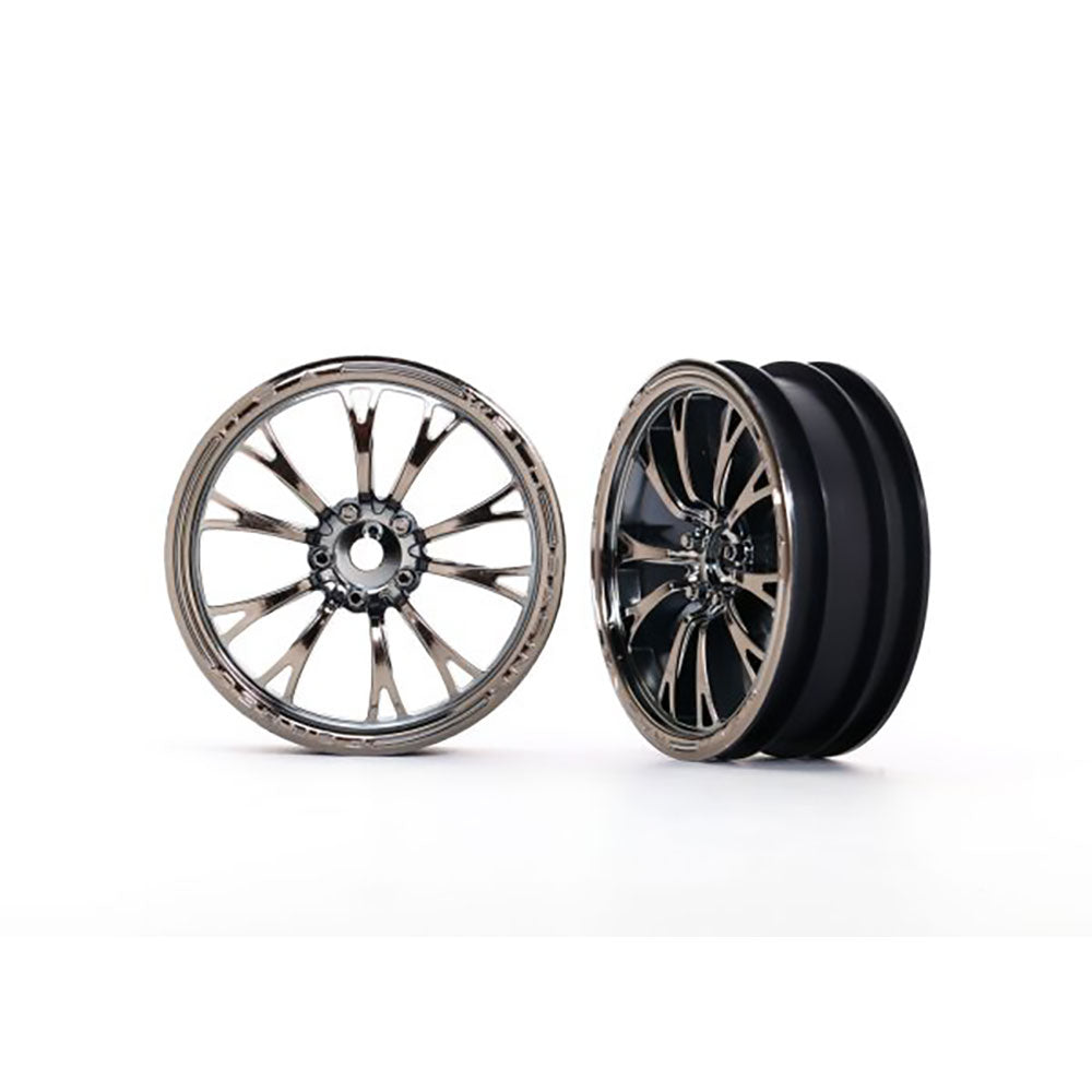 TRAXXAS WHEELS WELD BLACK CHROME (FRONT) (2)