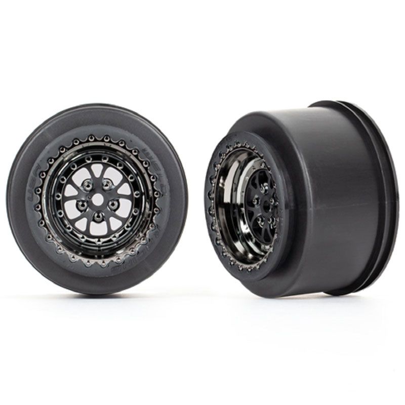 TRAXXAS WHEELS WELD BLACK CHROME (REAR) (2)