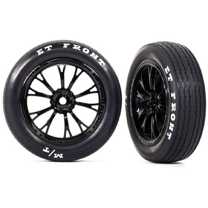 TRAXXAS T&W ASSEM(WELD GLOSS BLK WHLS MICKEY THOMPSON ET FRONT TIRES) (2)
