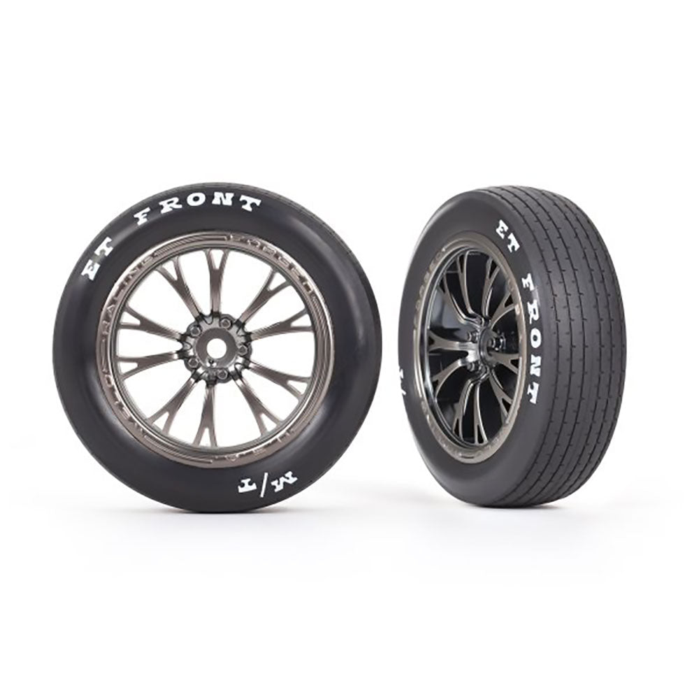 TRAXXAS T&W ASSEM(WELD GLOSS BLK WHLS MICKEY THOMPSON ET FRONT TIRES) (2)